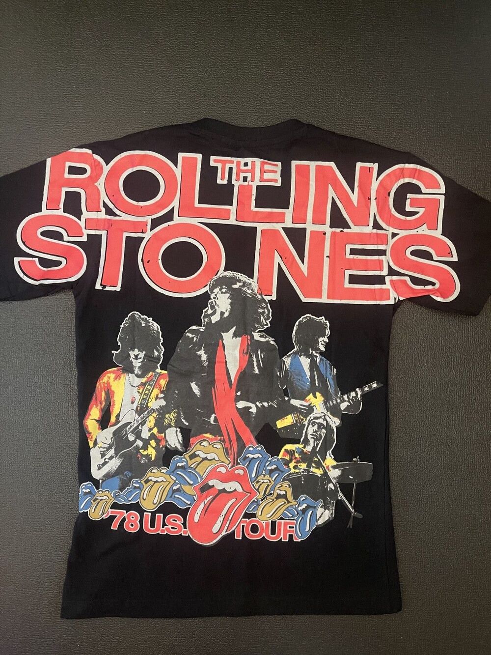 THE ROLLING STONES Sz S Black T-Shirt 78 US TOUR BAND OFFICIAL MERCH